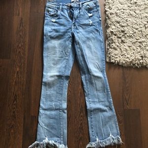 pistola lennon frayed crop jeans